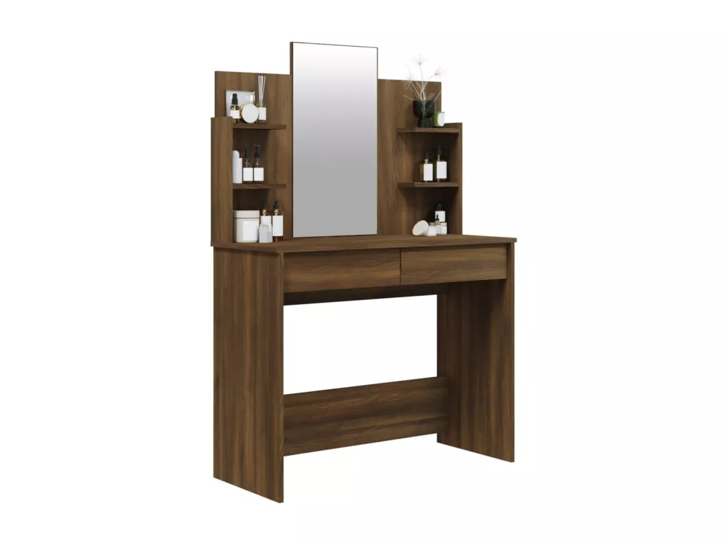 Kauf Unique Schminktisch mit Spiegel Braun Eichen-Optik 96x40x142 cm Tägliche Deals