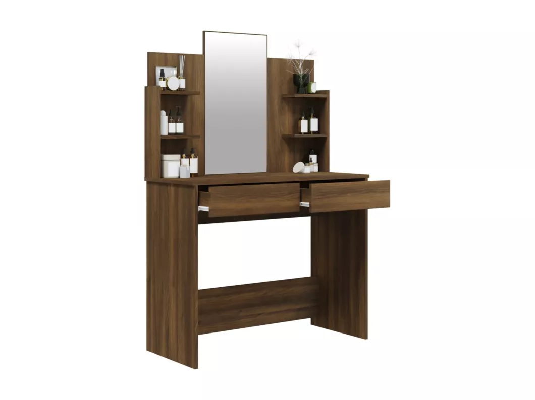 Kauf Unique Schminktisch mit Spiegel Braun Eichen-Optik 96x40x142 cm Tägliche Deals
