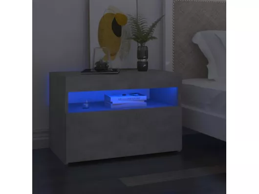 Kauf Unique Nachttische mit LED-Leuchten 2 Stk. Betongrau 60x35x40 cm