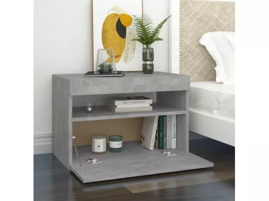 Kauf Unique Nachttische mit LED-Leuchten 2 Stk. Betongrau 60x35x40 cm Begrenzte Freigabe