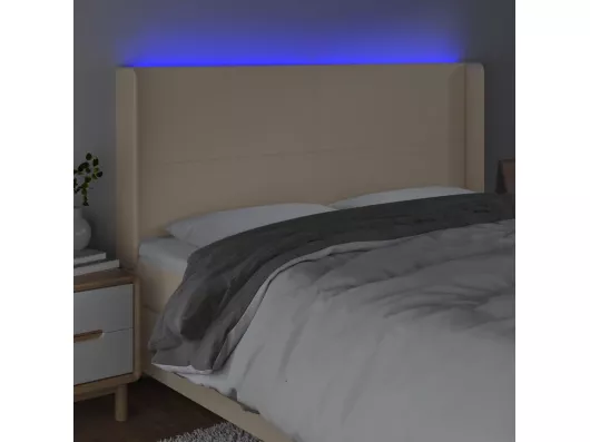Kauf Unique LED Kopfteil Creme 163x16x118/128 cm Stoff Letzte 3 Tage