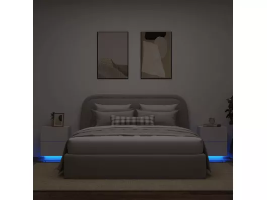 Kauf Unique Nachttische mit LED-Leuchten 2 Stk. Weiß Holzwerkstoff