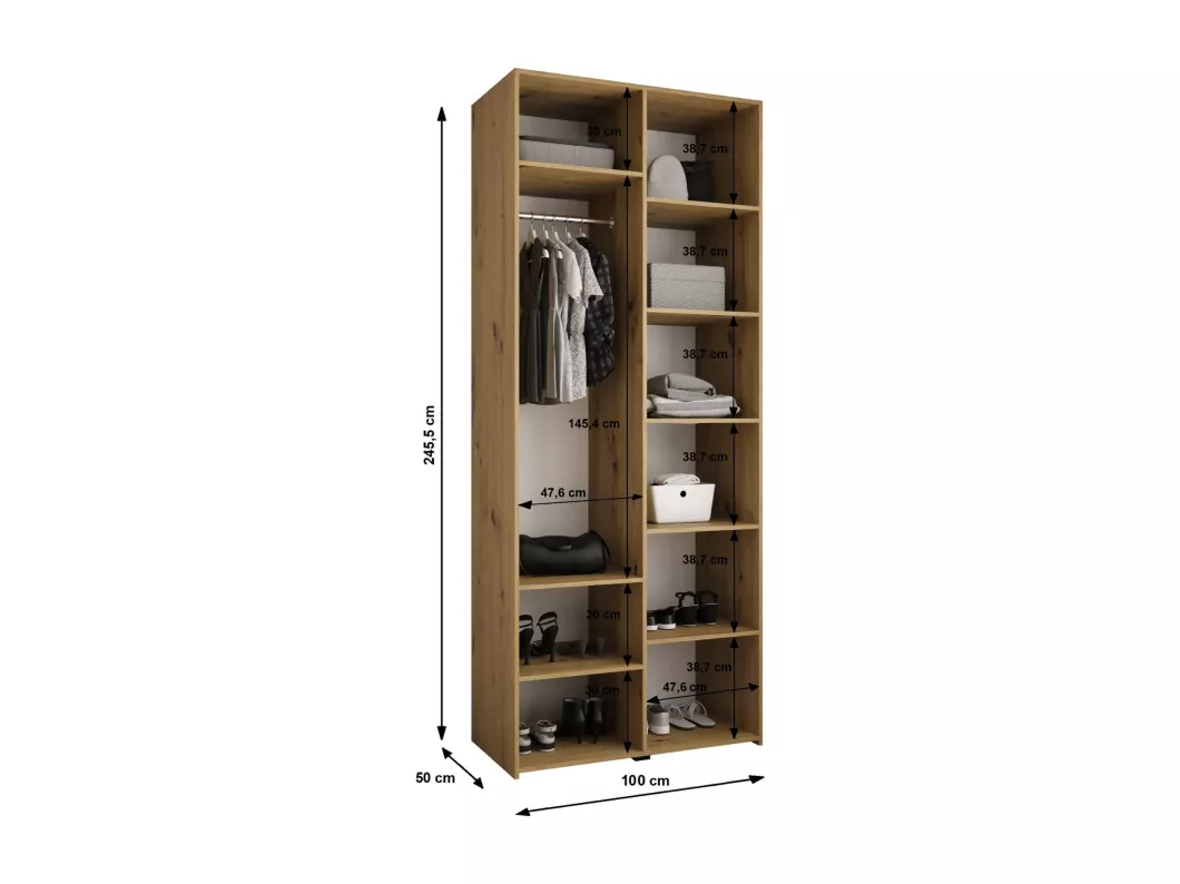Kauf Unique Drehtürenschrank Como 4 245,5/100/50 2-türig (Kaschmir/Schwarz) Bis zu 65% Rabatt