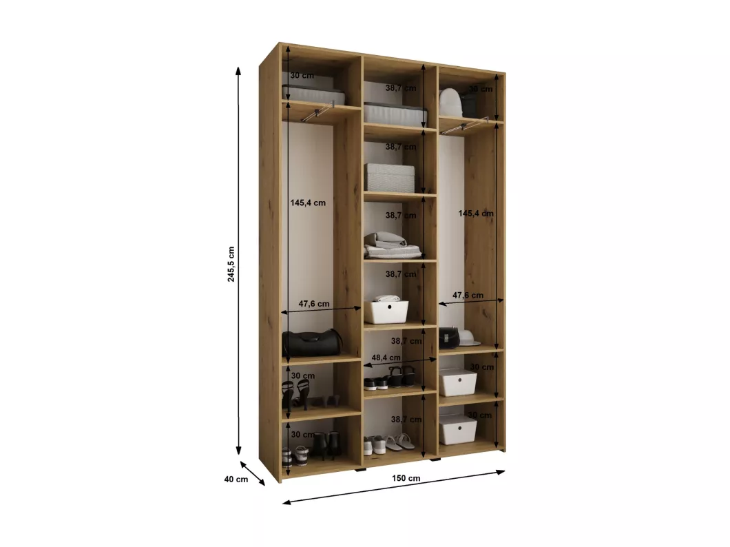 Kauf Unique Drehtürenschrank Como 4 245,5/150/40 3-türig (Weiß/Schwarz) Sonderangebot der Fabrik