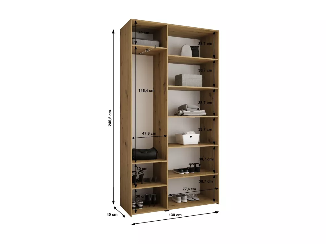 Kauf Unique Drehtürenschrank Como 4 245,5/130/40 3-türig (Kaschmir/Schwarz) Bis zu 55% Rabatt