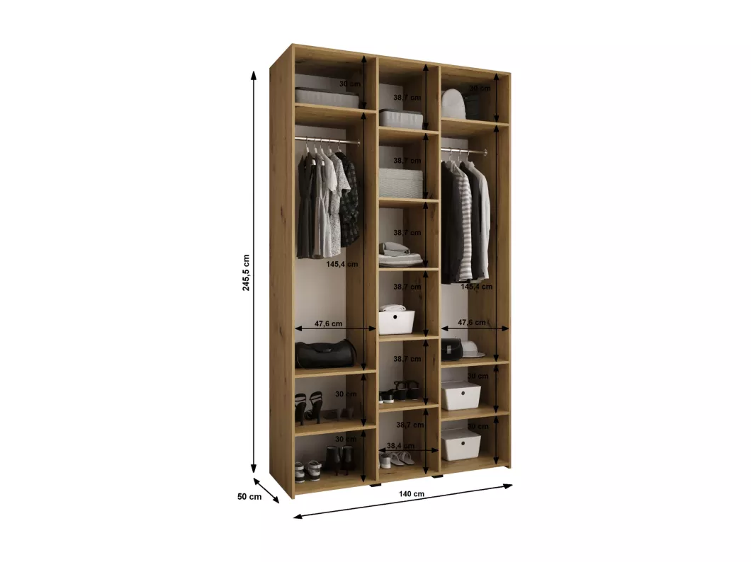 Kauf Unique Drehtürenschrank Como 3 245,5/140/50 3-türig (Weiß/Gold) Clearance-Verkauf