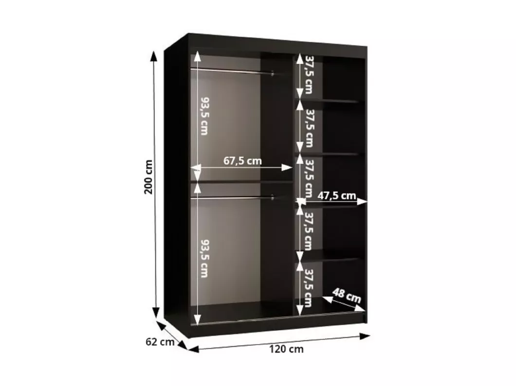 Kauf Unique SCHWEBETÜRENSCHRANK DOME 2 200/120/62 2-türig (Schwarz) Kostenloser Versand international