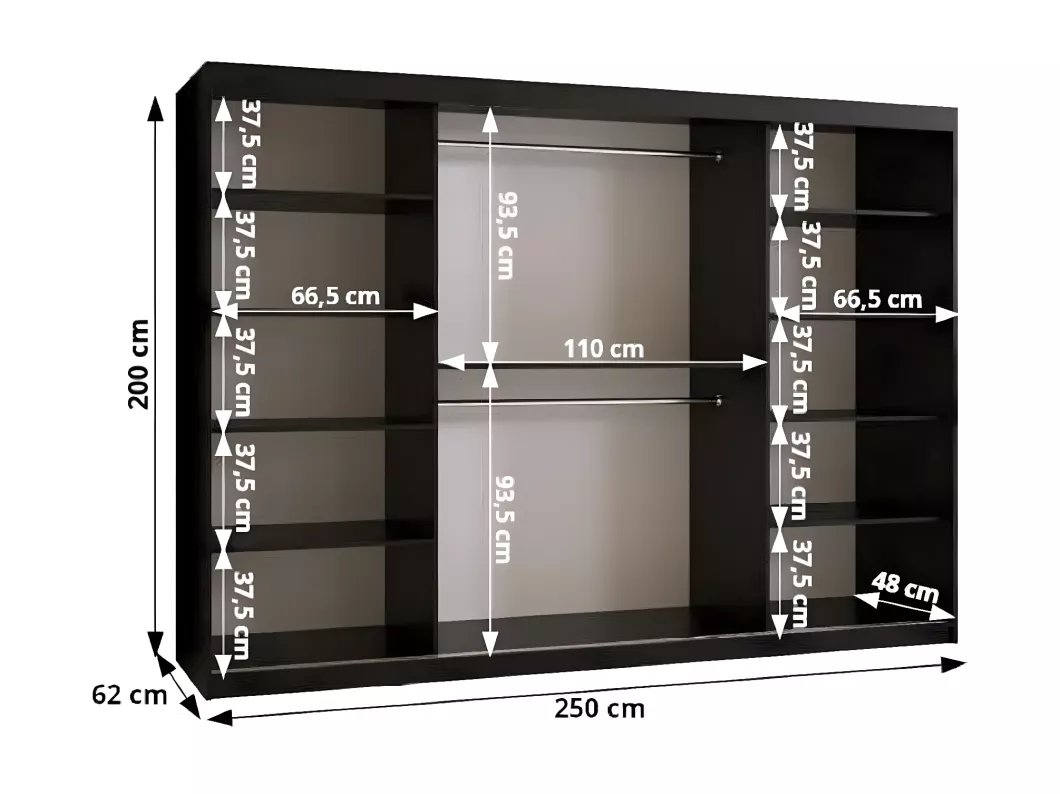 Kauf Unique SCHWEBETÜRENSCHRANK ZALUZJA 2 200/250/62 3-türig (Weiß) Fabrikladen