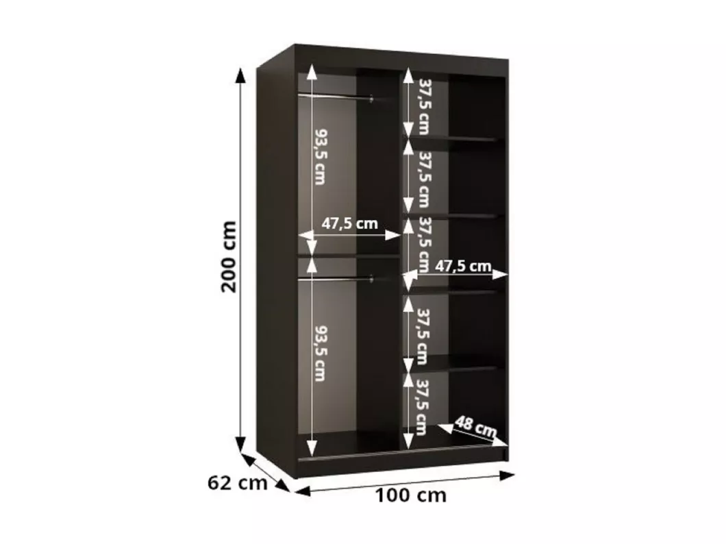 Kauf Unique SCHWEBETÜRENSCHRANK FLUTES 200/100/62 2-türig (Schwarz) Begrenzt auf 3 Tage