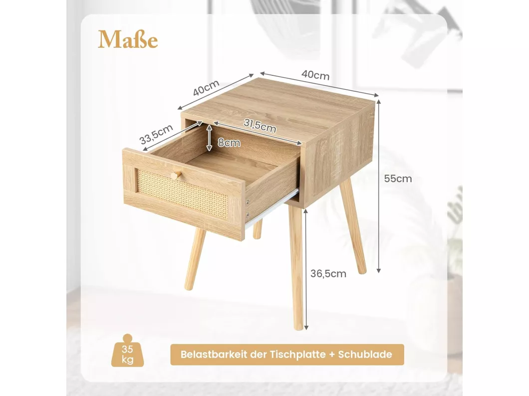 Kauf Unique Nachttisch Rattan-Design Black Friday Preise