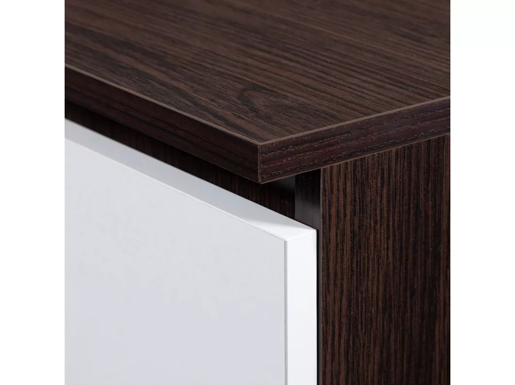 Kauf Unique Kommode AKORD K140 Wenge 138 cm 2 Türen 4 Schubladen 4 Ebenen Front Weiß B138 x H99 x T40 cm Im Verkauf