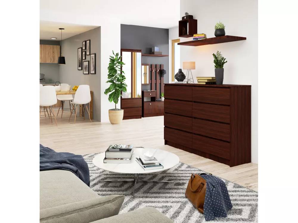 Kauf Unique Kommode AKORD K140 Wenge 138 cm 8 Schubladen B138 x H99 x T40 cm