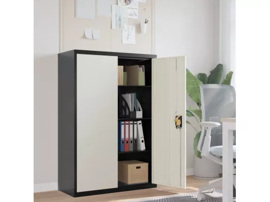 Kauf Unique Aktenschrank Anthrazit und Weiß 90x40x140 cm Stahl