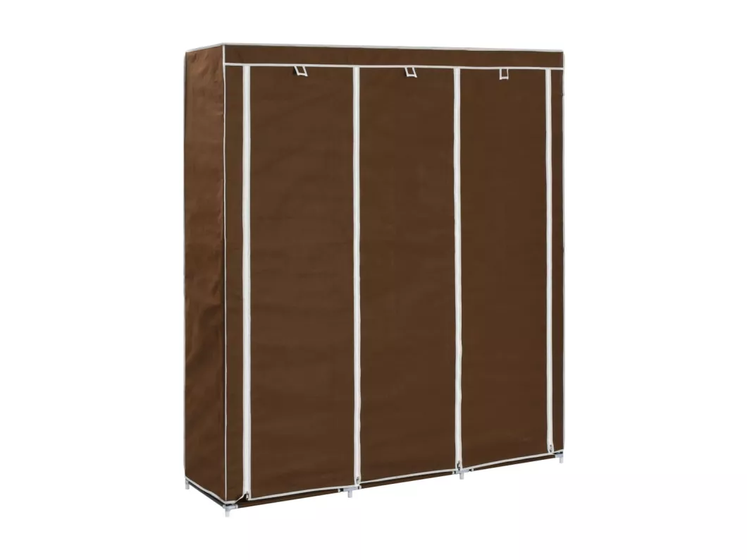 Kauf Unique Kleiderschrank mit Fächern und Stangen Braun 150x45x175cm Stoff