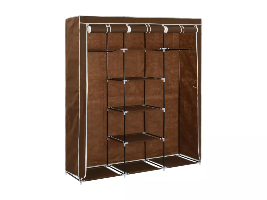 Kauf Unique Kleiderschrank mit Fächern und Stangen Braun 150x45x175cm Stoff Hotsell