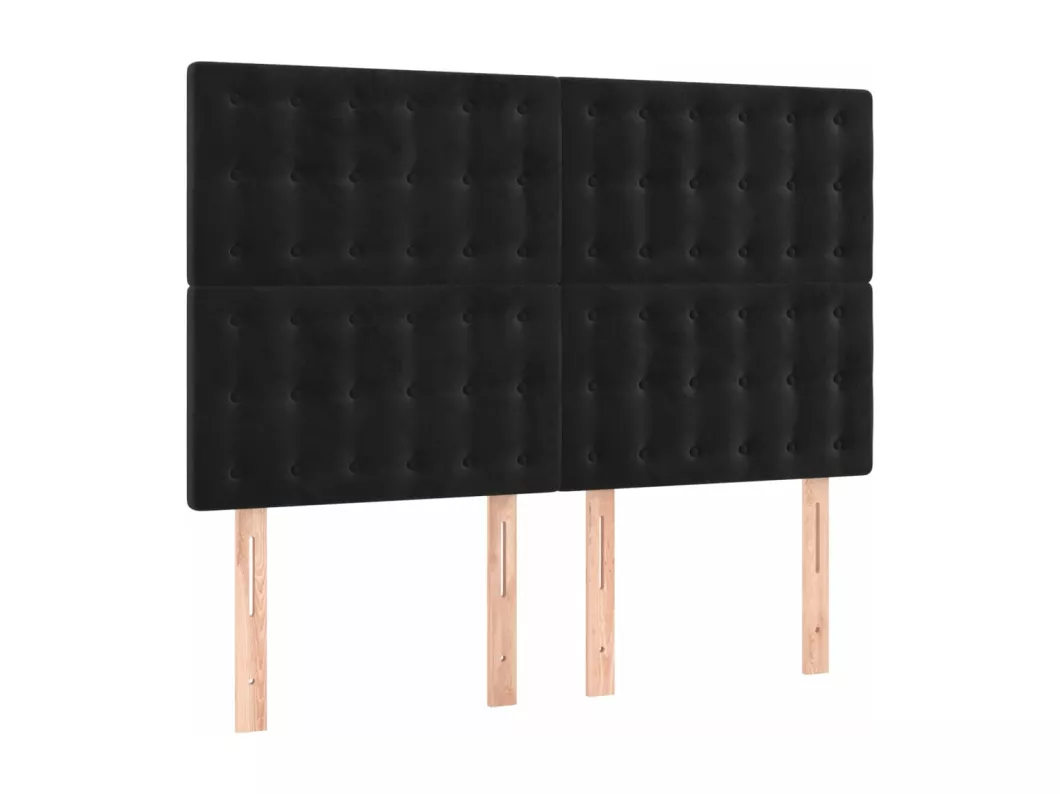 Kauf Unique LED Kopfteil Schwarz 144x5x118/128 cm Samt im Angebot