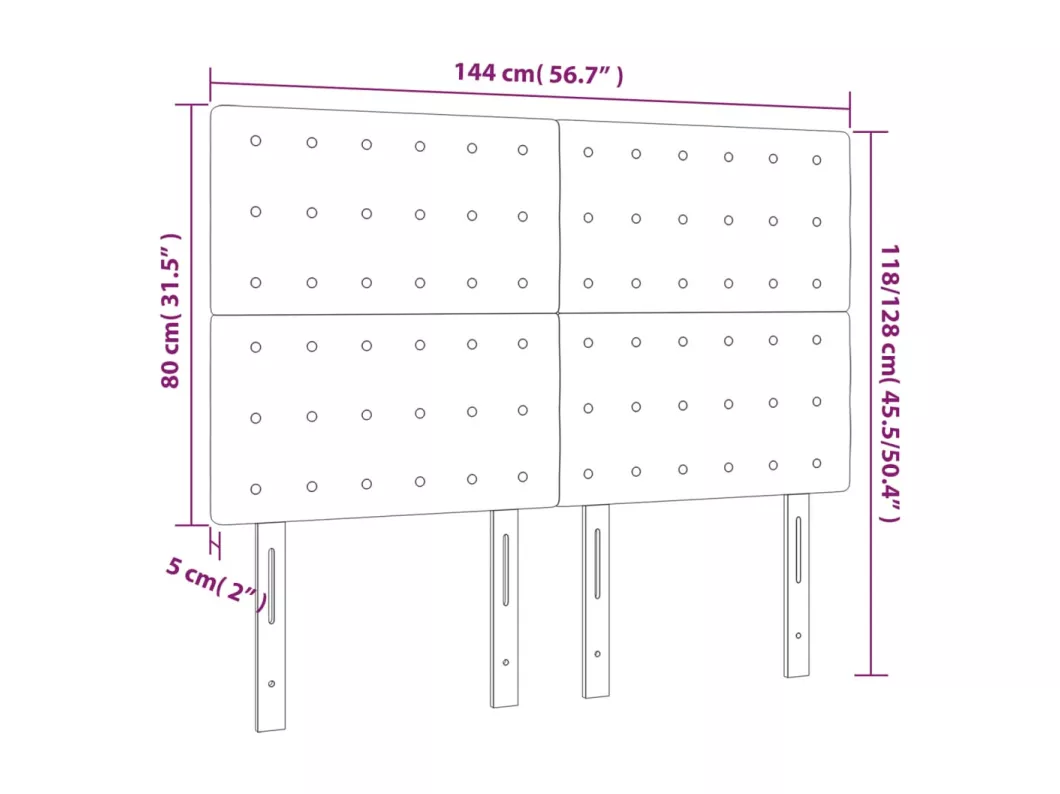 Kauf Unique LED Kopfteil Schwarz 144x5x118/128 cm Samt im Angebot