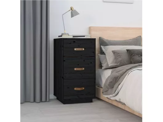 Kauf Unique Nachttische 2 Stk. Schwarz 40x40x75 cm Massivholz Kiefer Sonderangebot
