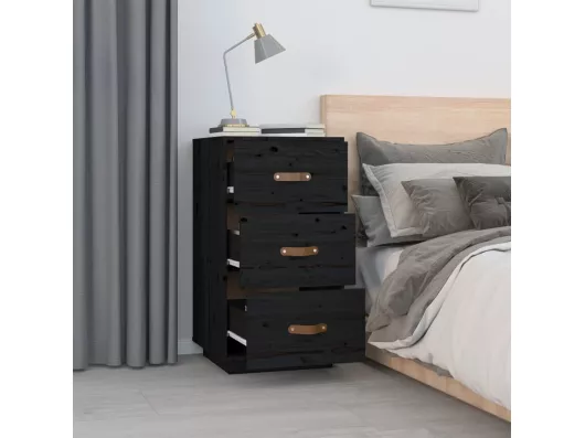 Kauf Unique Nachttische 2 Stk. Schwarz 40x40x75 cm Massivholz Kiefer Sonderangebot