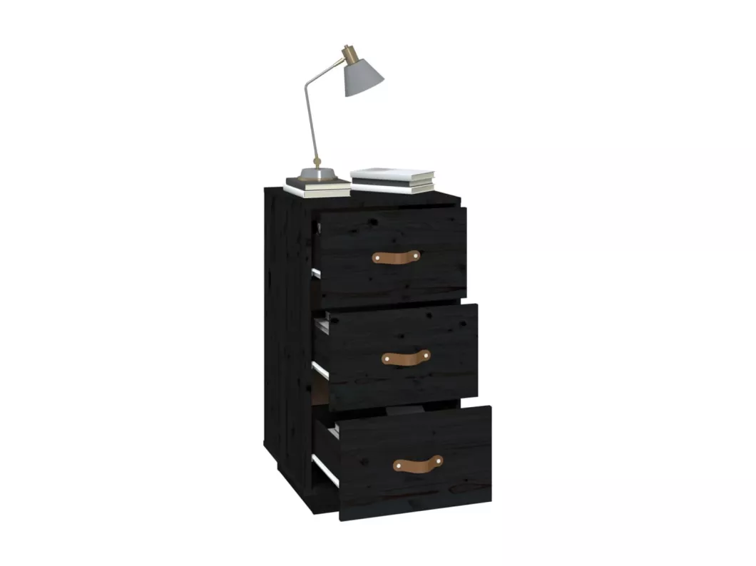 Kauf Unique Nachttische 2 Stk. Schwarz 40x40x75 cm Massivholz Kiefer Sonderangebot