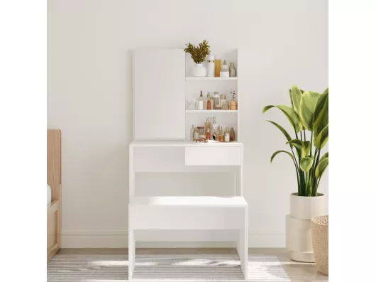 Kauf Unique Schminktisch mit Spiegel Weiß 74,5x40x141 cm Versandkostenfrei