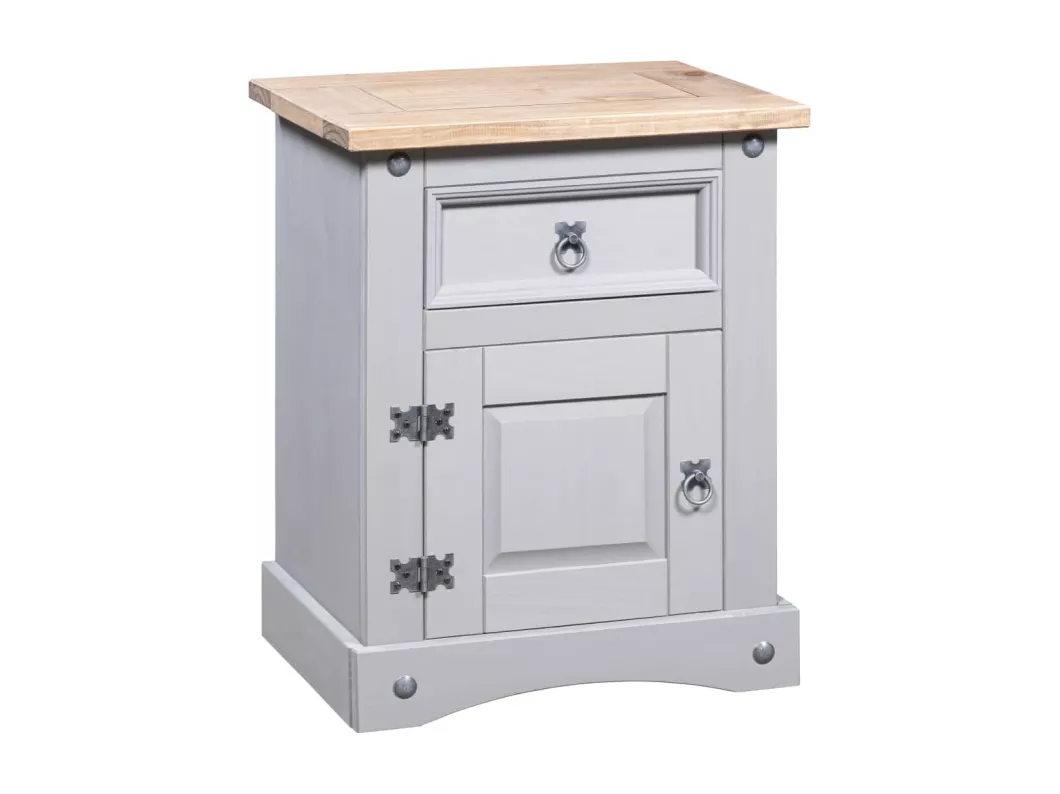Kauf Unique Nachttisch im Mexiko-Stil Corona Kiefernholz Grau 53x39x66 cm