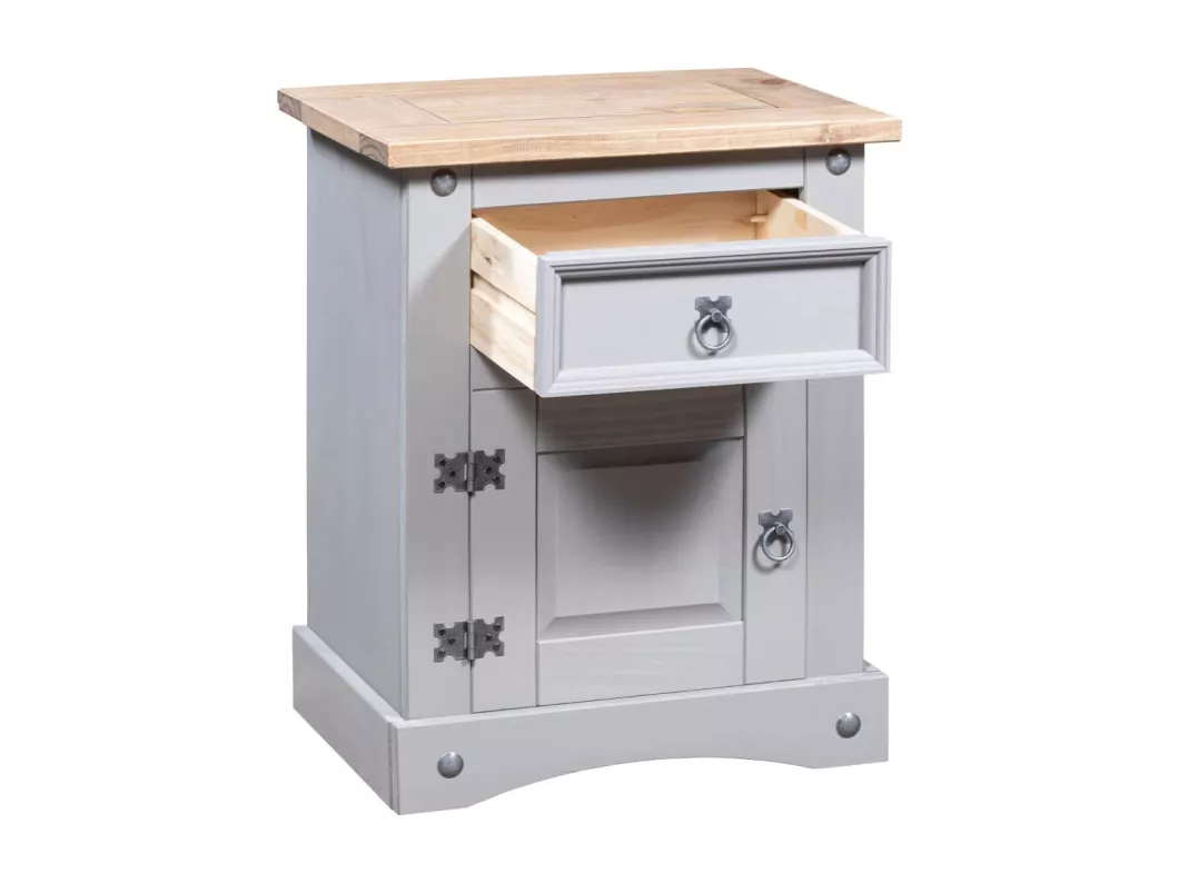 Kauf Unique Nachttisch im Mexiko-Stil Corona Kiefernholz Grau 53x39x66 cm Exklusivangebot