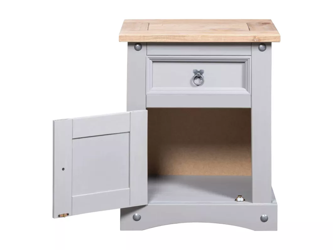 Kauf Unique Nachttisch im Mexiko-Stil Corona Kiefernholz Grau 53x39x66 cm Exklusivangebot
