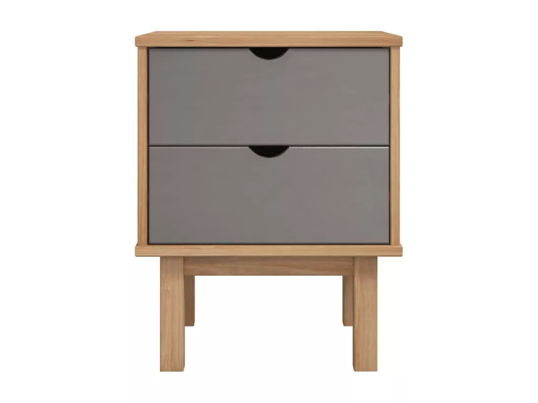 Kauf Unique Nachttisch OTTA Braun&Grau 45x39x57 cm Massivholz Kiefer Black Friday