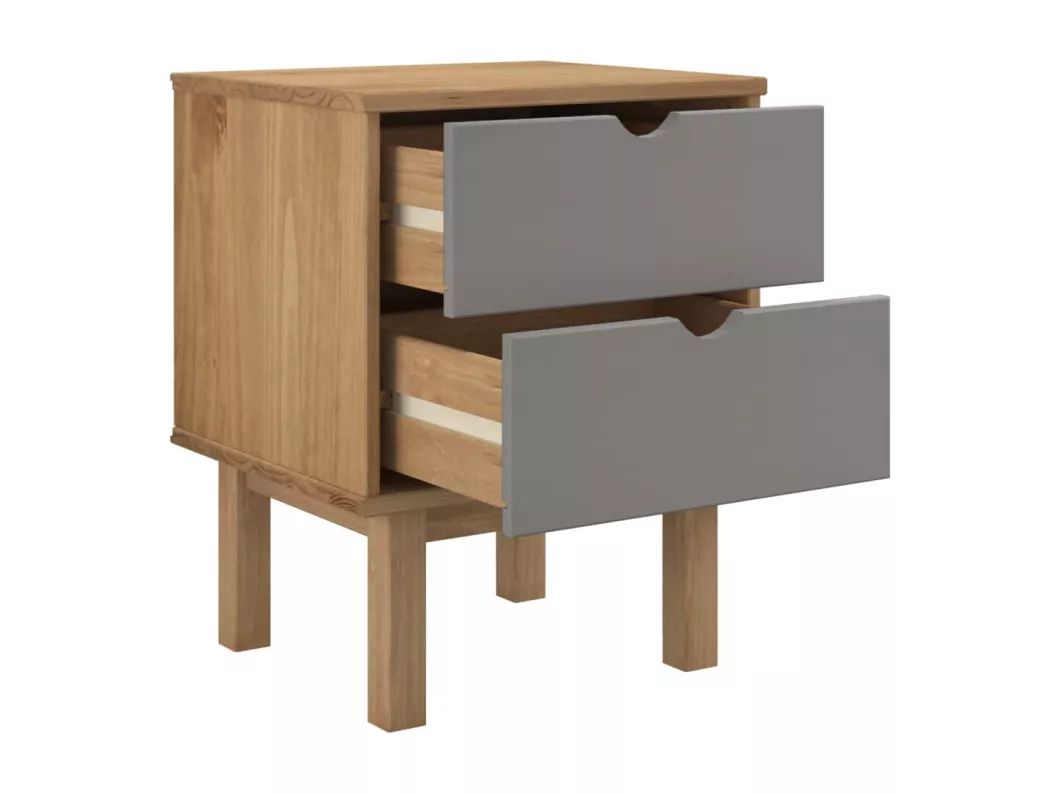 Kauf Unique Nachttisch OTTA Braun&Grau 45x39x57 cm Massivholz Kiefer Black Friday