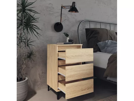 Kauf Unique Nachttische mit Metallbeinen 2 Stk. Sonoma-Eiche 40x35x69 cm Osterangebot