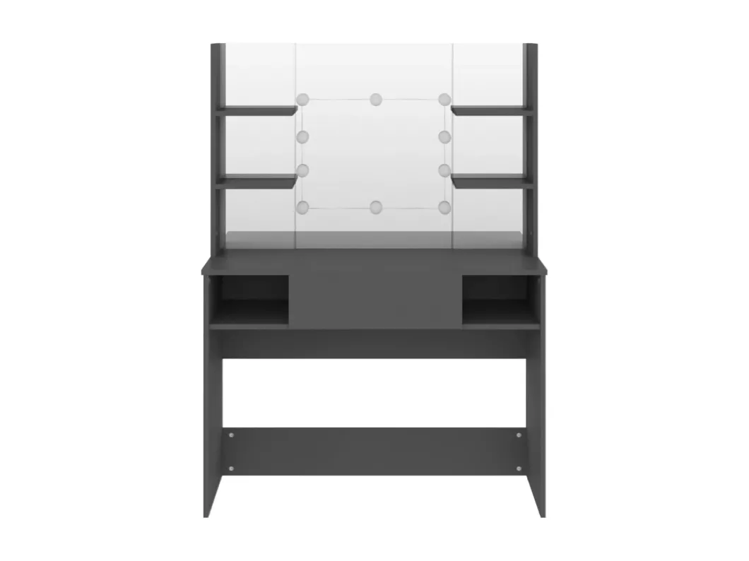 Kauf Unique Schminktisch mit LED-Beleuchtung 100x40x135 cm MDF Grau Vatertagsangebot