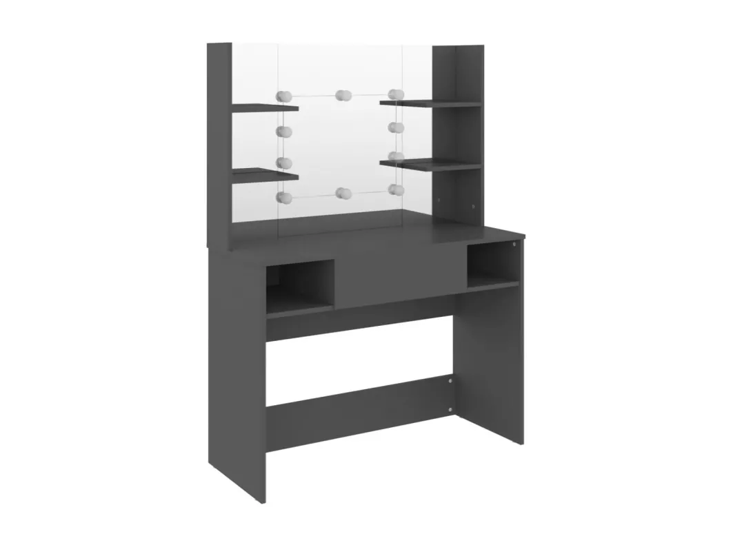 Kauf Unique Schminktisch mit LED-Beleuchtung 100x40x135 cm MDF Grau Vatertagsangebot