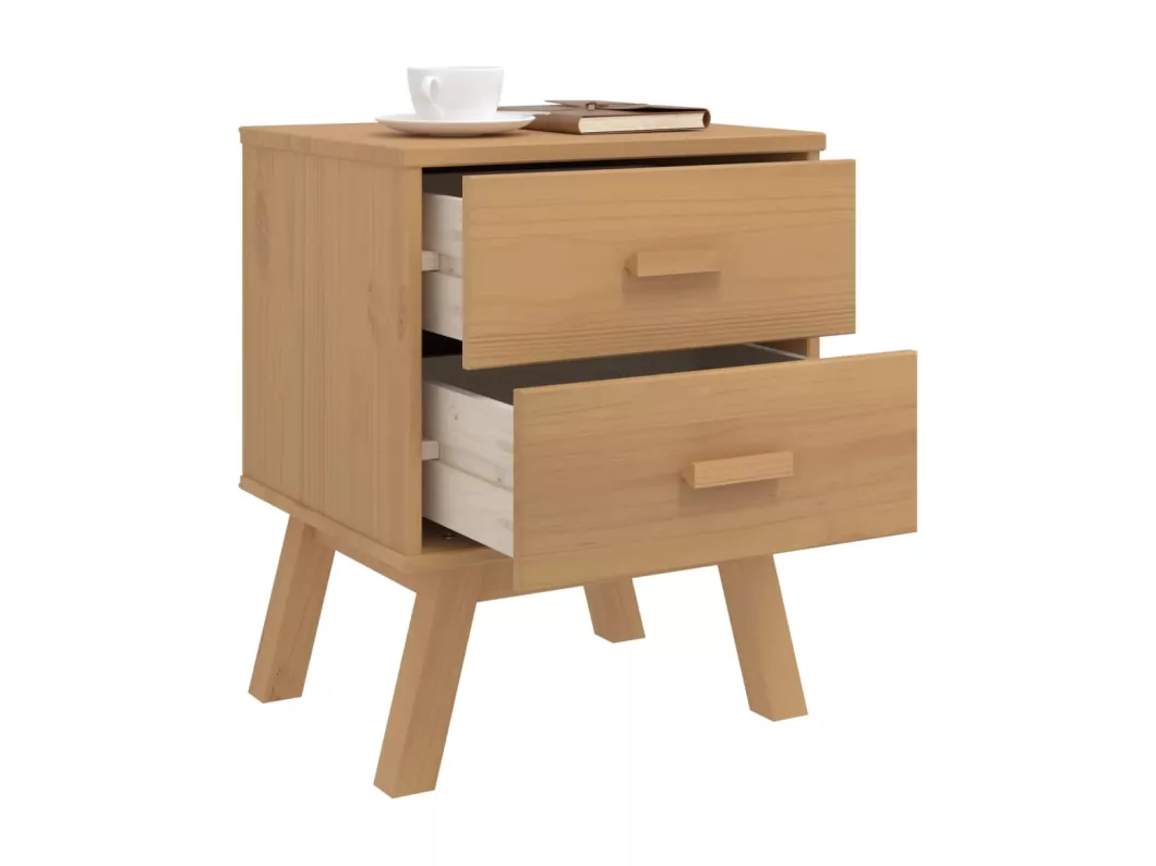 Kauf Unique Nachttisch OLDEN Braun Massivholz Kiefer Valentinstagsangebot