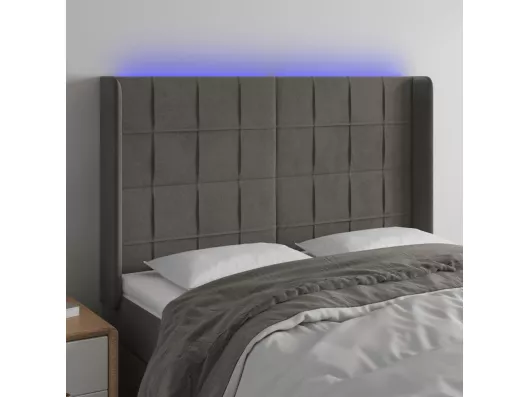 Kauf Unique LED Kopfteil Dunkelgrau 147x16x118/128 cm Samt