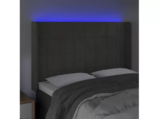 Kauf Unique LED Kopfteil Dunkelgrau 147x16x118/128 cm Samt Jubiläumsangebot