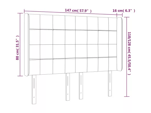 Kauf Unique LED Kopfteil Dunkelgrau 147x16x118/128 cm Samt Jubiläumsangebot