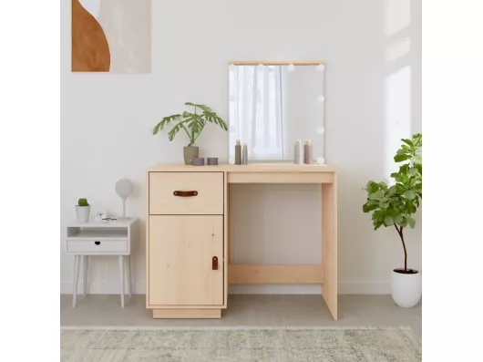 Kauf Unique Schminktisch mit LED 95x50x133,5 cm Massivholz Kiefer Lagerräumung