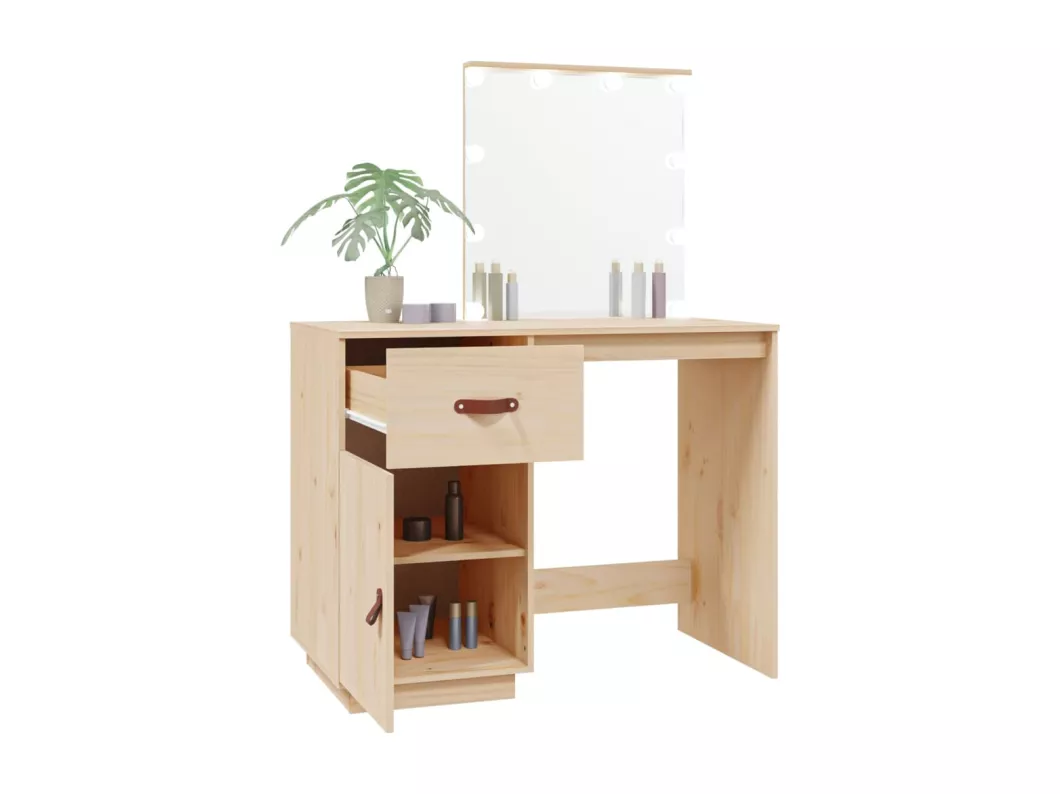 Kauf Unique Schminktisch mit LED 95x50x133,5 cm Massivholz Kiefer Lagerräumung