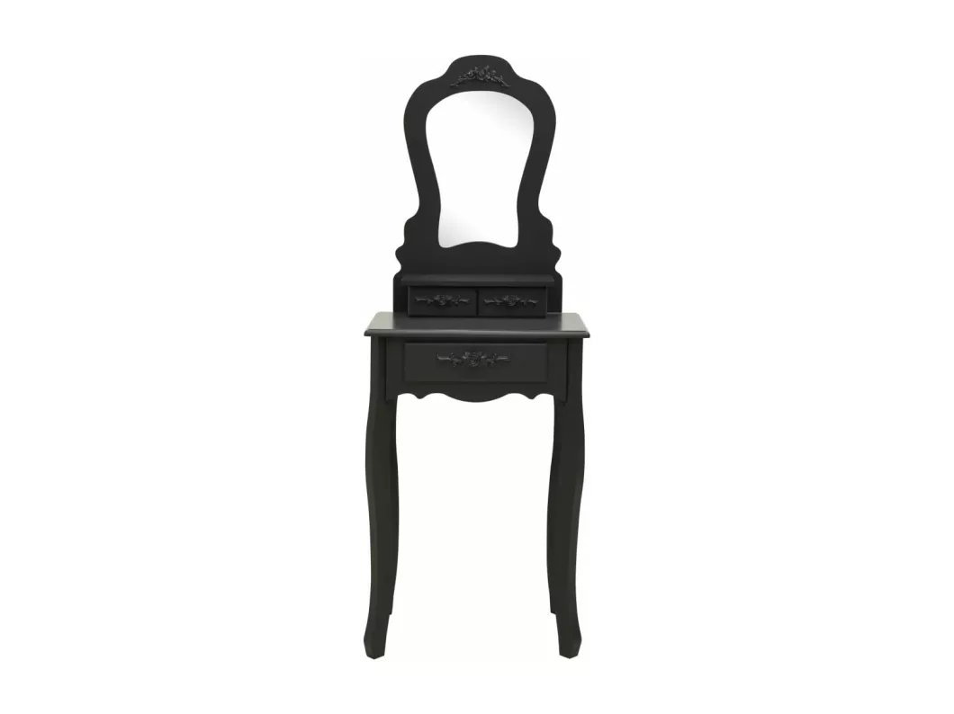 Kauf Unique Schminktisch-Set mit Hocker Schwarz 50x59x136 cm Paulownia-Holz Heißer Verkauf
