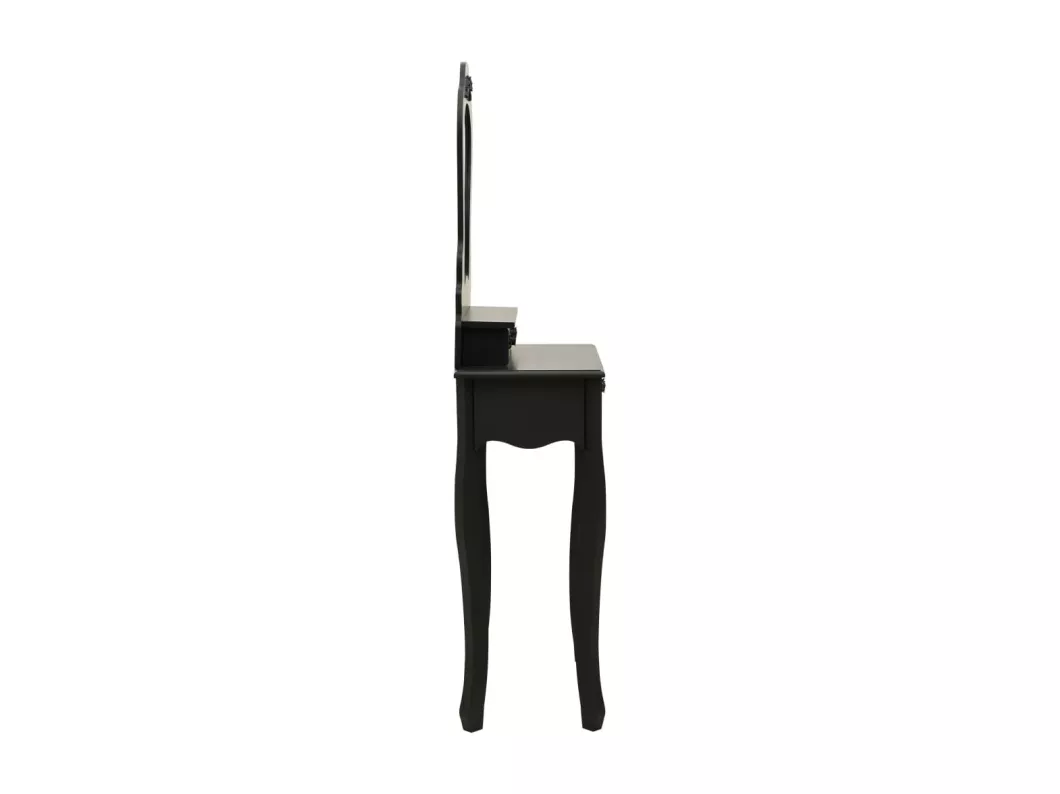 Kauf Unique Schminktisch-Set mit Hocker Schwarz 50x59x136 cm Paulownia-Holz Heißer Verkauf