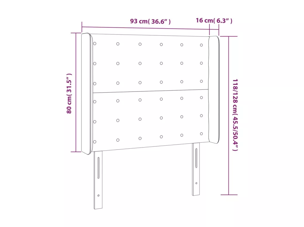 Kauf Unique LED Kopfteil Blau 93x16x118/128 cm Stoff Top Angebot