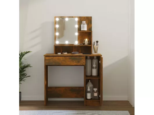 Kauf Unique Schminktisch mit LED Räuchereiche 86,5x35x136 cm