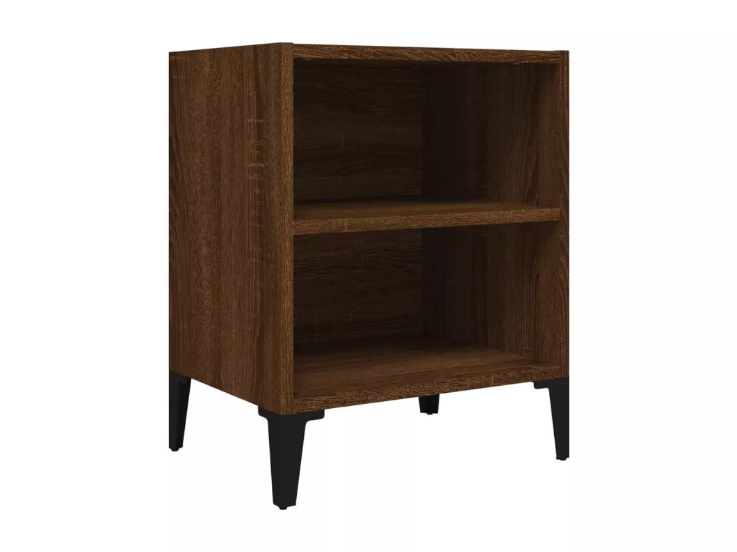 Kauf Unique Nachttische 2 Stk. Metallbeine Braun Eichen-Optik 40x30x50 cm Exklusive Angebote