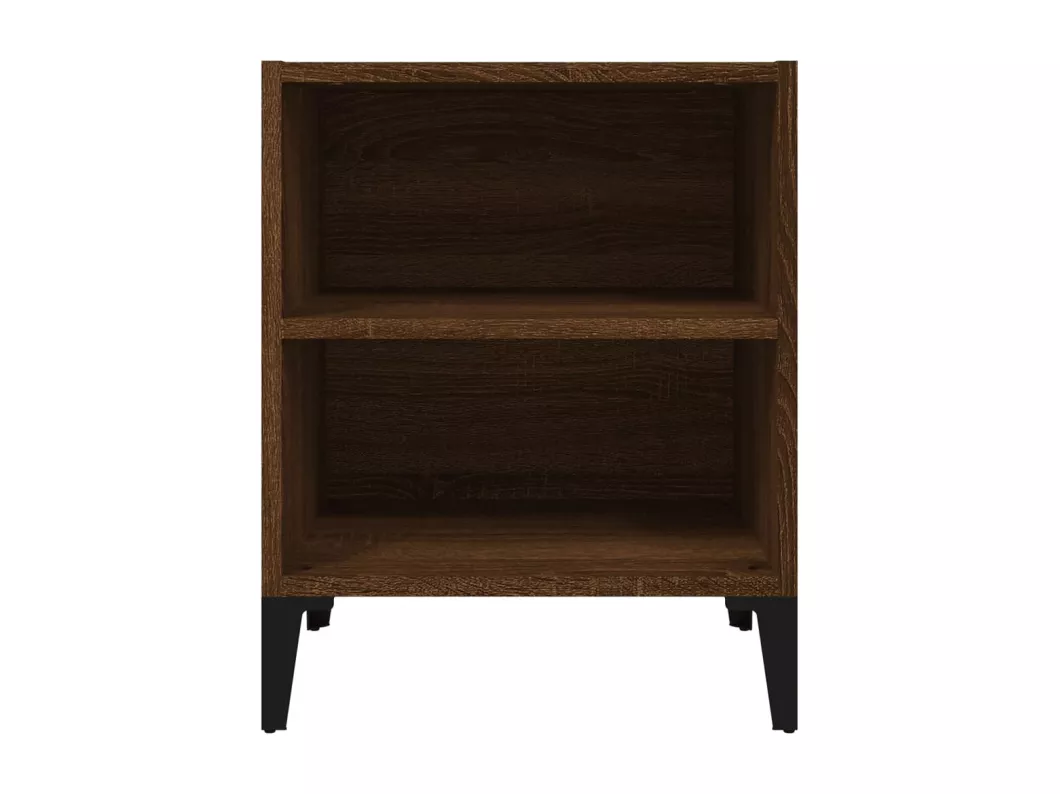 Kauf Unique Nachttische 2 Stk. Metallbeine Braun Eichen-Optik 40x30x50 cm Exklusive Angebote