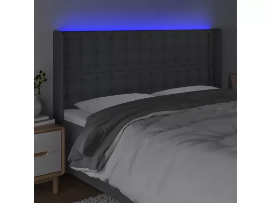 Kauf Unique LED Kopfteil Dunkelgrau 183x16x118/128 cm Stoff Räumungsverkauf