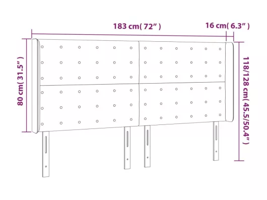 Kauf Unique LED Kopfteil Dunkelgrau 183x16x118/128 cm Stoff Räumungsverkauf