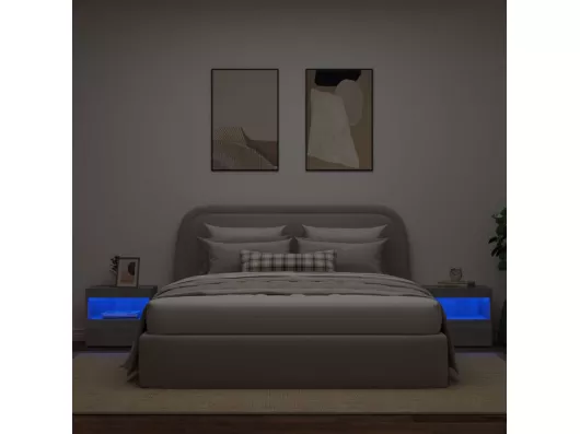 Kauf Unique Nachttische mit LED-Leuchten 2 Stk. Grau Sonoma 50x40x45 cm JETZT KAUFEN