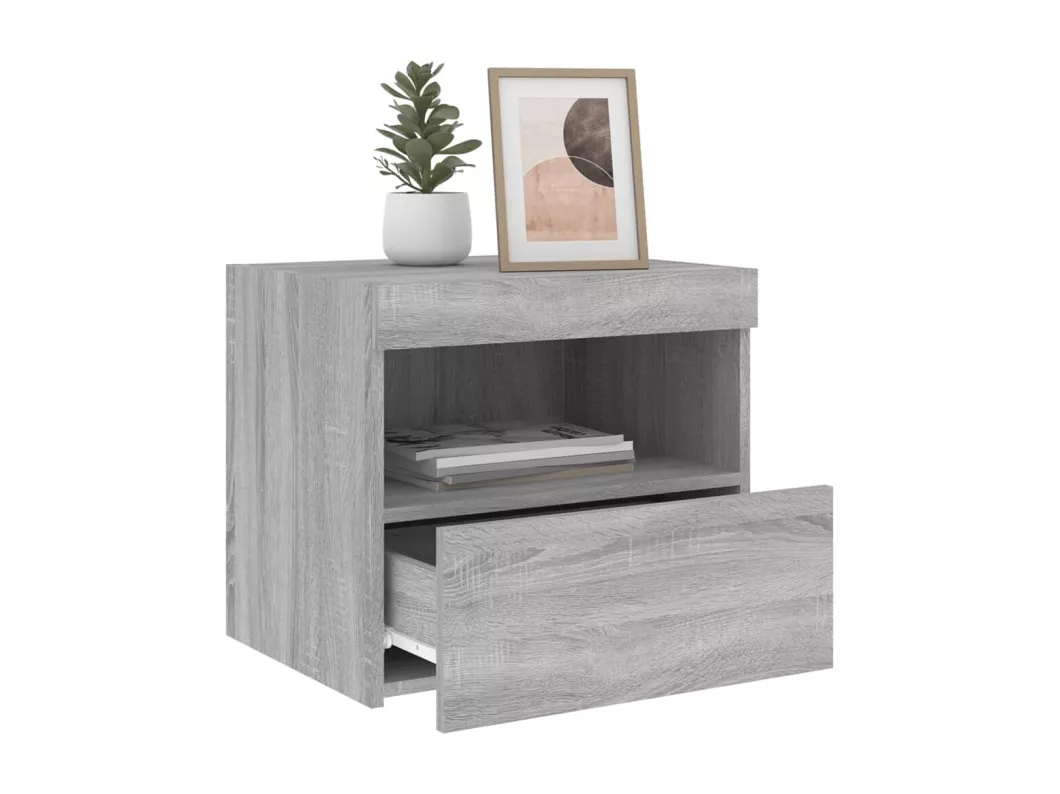 Kauf Unique Nachttische mit LED-Leuchten 2 Stk. Grau Sonoma 50x40x45 cm JETZT KAUFEN