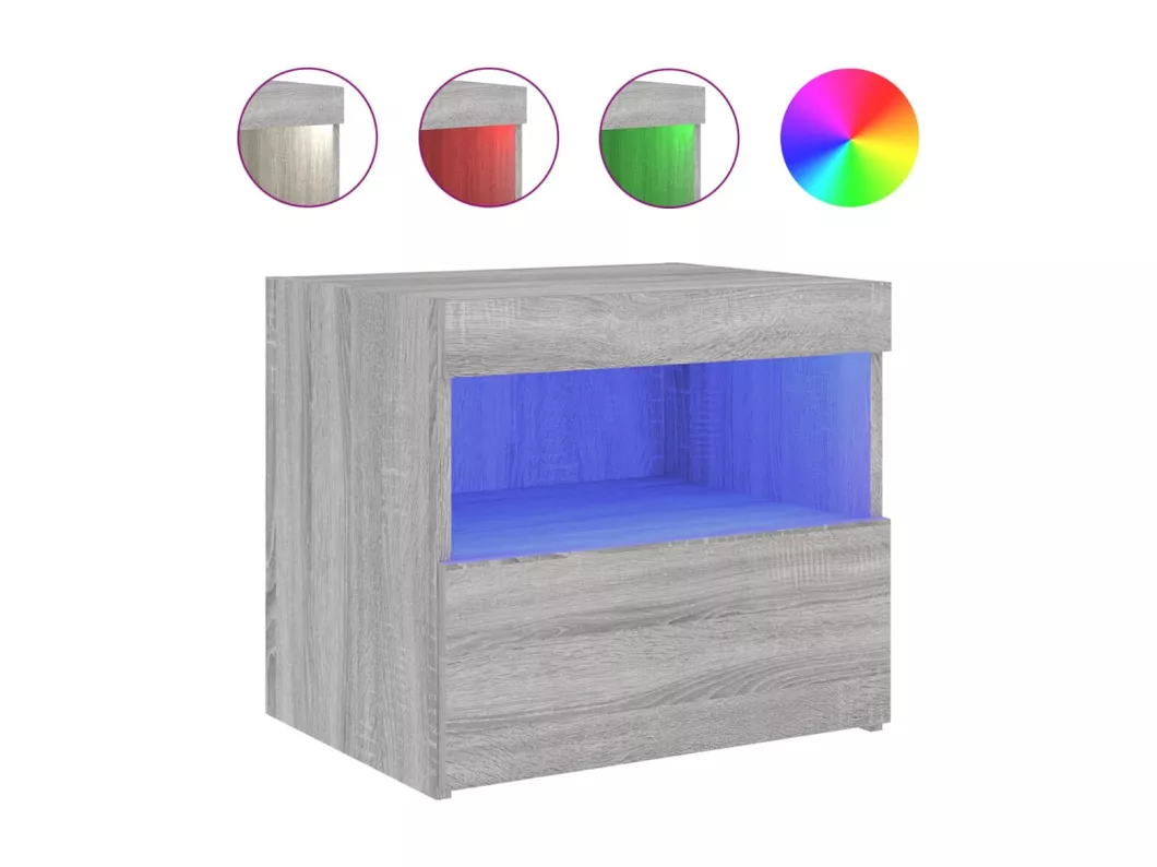 Kauf Unique Nachttische mit LED-Leuchten 2 Stk. Grau Sonoma 50x40x45 cm JETZT KAUFEN